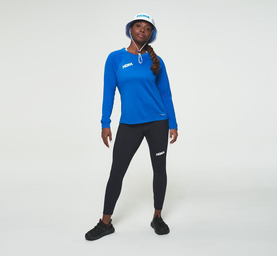 Hoka One One Tops Womens Blue - Performance Long Sleeve - 08243GLRY